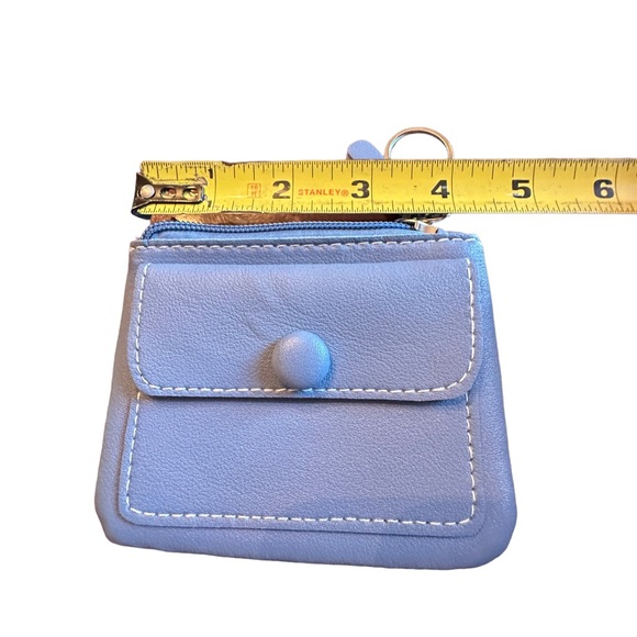 Leather Blue Small Keychain Zip Close Wallet - Picture 6 of 8
